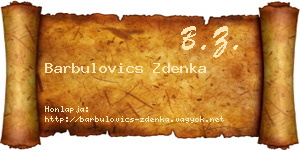Barbulovics Zdenka névjegykártya